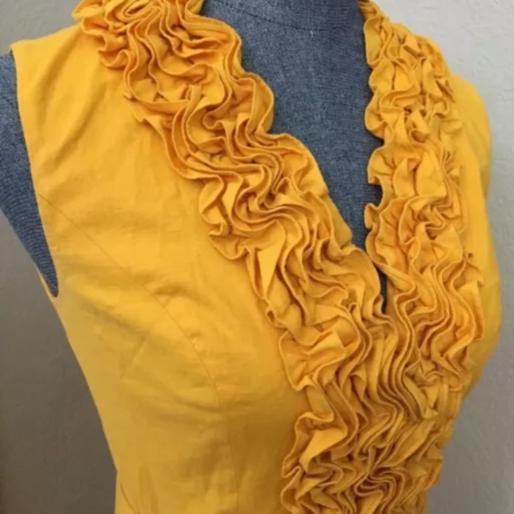 ☀️ Cache 4 Yellow Ruffles Pleats Belt Linen Lined